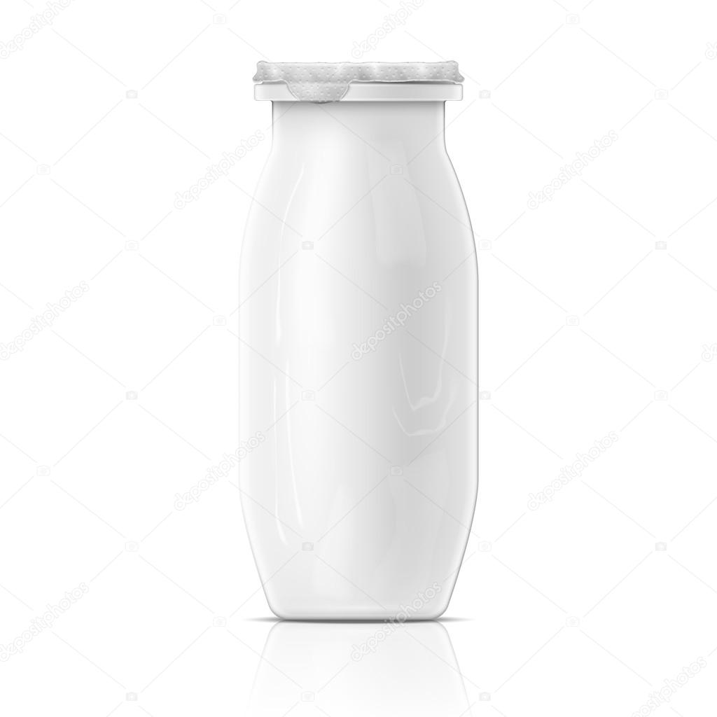 Small white yougurt bottle template.