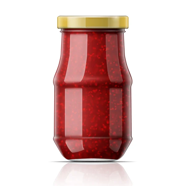 Jar with raspberry jam. — Stock Vector