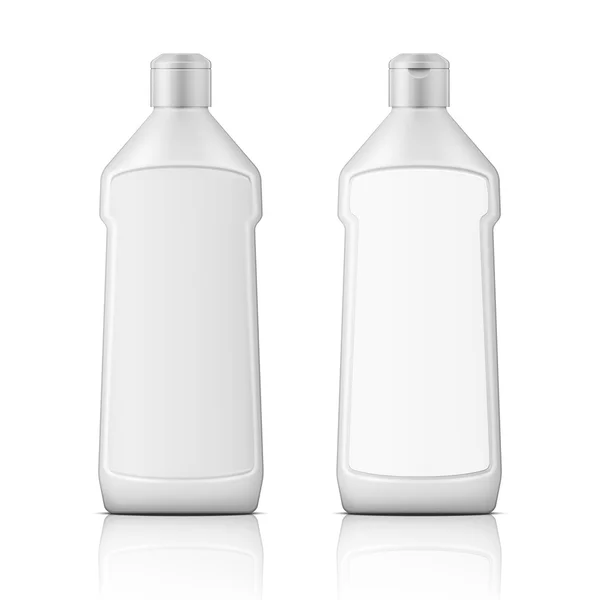 White plastic bottle for bleach with label. — Stock Vector