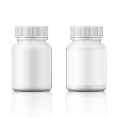 Haplar için beyaz plastik şişe.