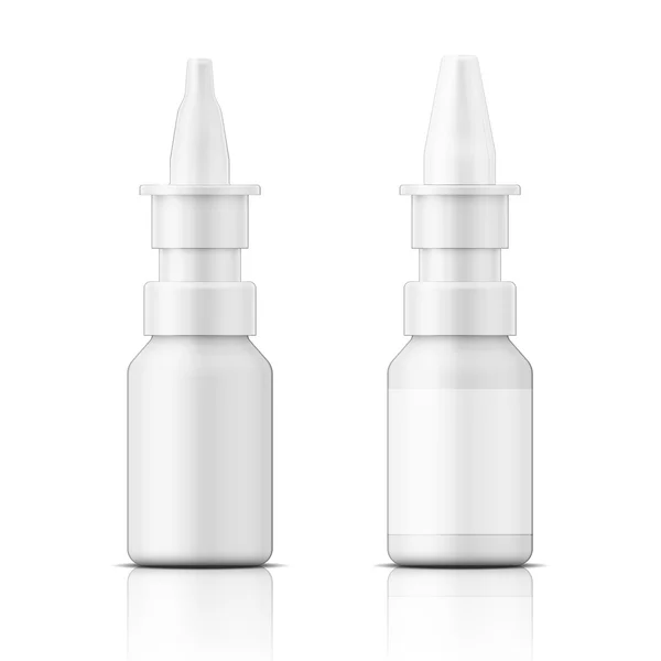 Bílé plastové nosní sprej láhev. — Stockový vektor