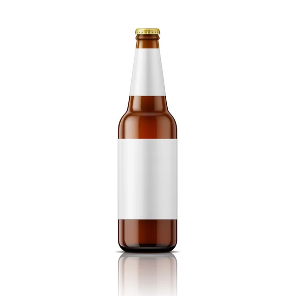 Коричневий пива пляшку з шаблон етикетки. — стоковий вектор