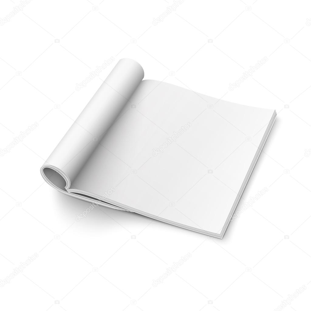 Blank open magazine template, square format.