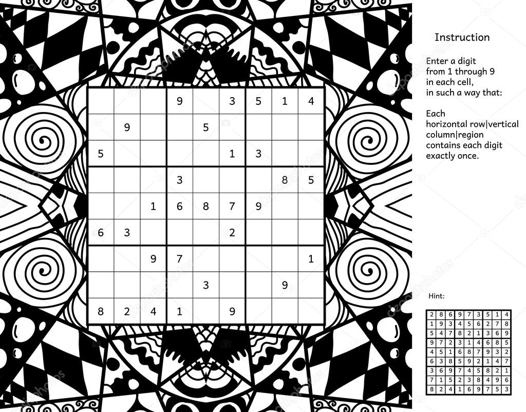 Carré magique binatoire nombres croisés de placement Cadre de puzzle peut ªtre utilisé me décoration ou Coloriage anti stress