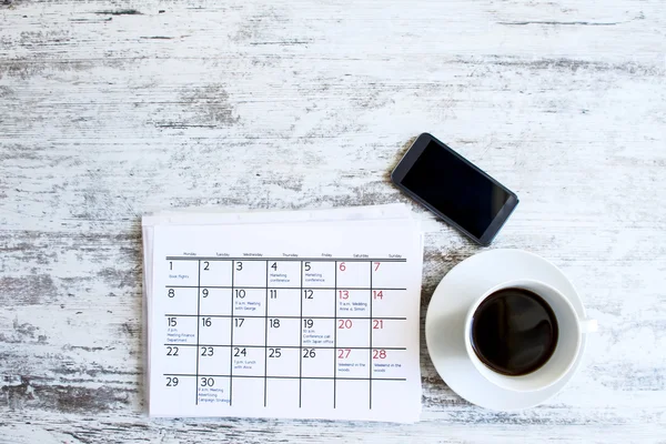 Verificação das atividades mensais no calendário — Fotografia de Stock