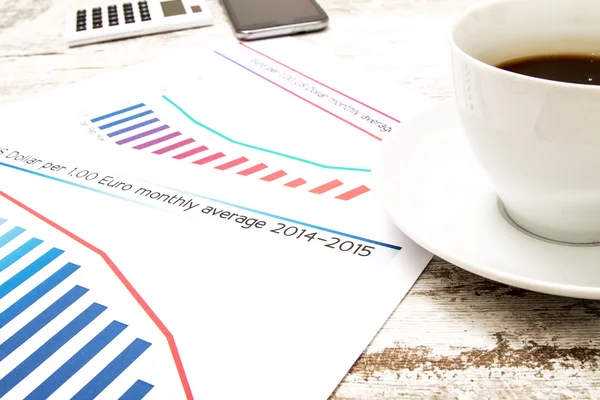 Analyser les graphiques avec le taux de change de l'évolution euro dollar — Photo