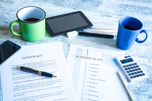 Contract en businessplan — Stockfoto