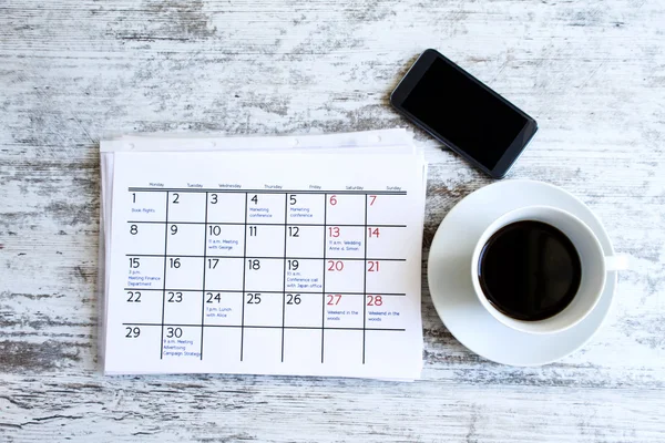 Verifica delle attività mensili nel calendario — Foto Stock