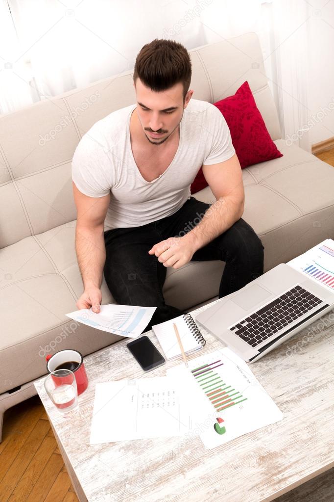 Businessman working at home