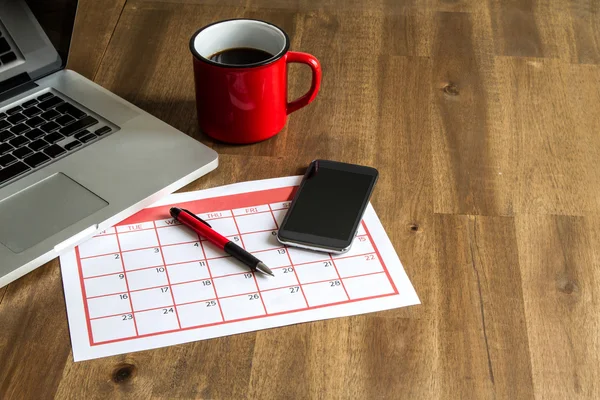 Organização de atividades mensais no calendário — Fotografia de Stock