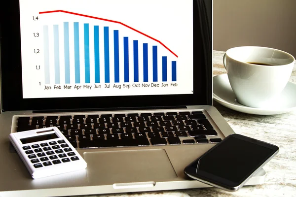 Grafik evrim Döviz Kuru euro dolar ile analiz — Stok fotoğraf