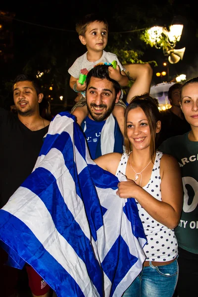 Referandum sonuçları sonra Yunanistan kutlamaları — Stok fotoğraf