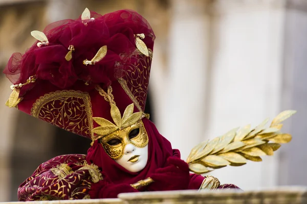 Veneza - 6 de fevereiro de 2016: máscara de carnaval colorida pelas ruas de Veneza — Fotografia de Stock