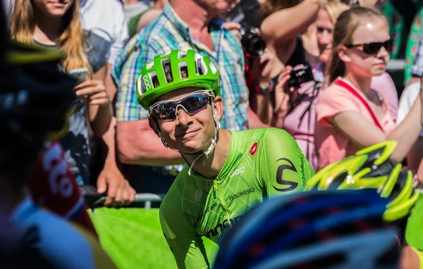 Nijmegen, Países Bajos Mayo 8, 2016; Davide Formolo ciclista profesional sonriendo antes del comienzo — Foto de Stock
