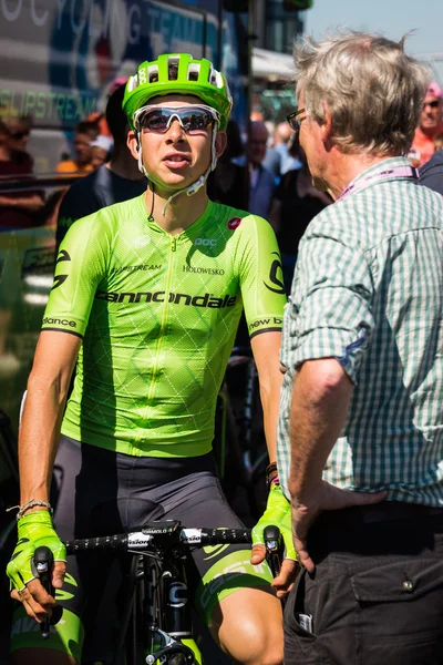 Nijmegen, Holanda 8 de maio de 2016; Davide Formolo ciclista profissional durante uma entrevista — Fotografia de Stock