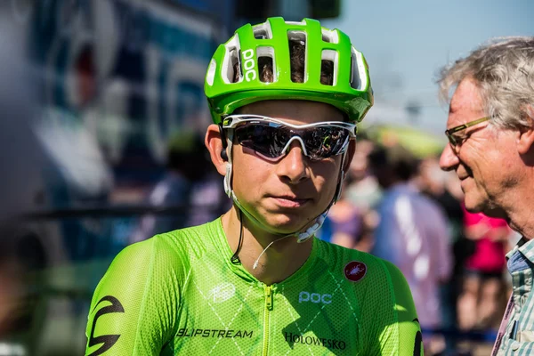 Nijmegen, Holanda 8 de maio de 2016; Davide Formolo ciclista profissional concentrado antes do início — Fotografia de Stock