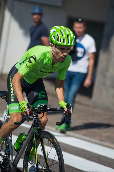 Castelrotto, Itália 22 de maio de 2016; Andr Cardoso, ciclista profissional, durante uma subida de prova difícil — Fotografia de Stock