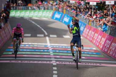 Andalo, İtalya 24 Mayıs 2016; Alejandro Valverde İtalya Turu kariyerindeki ilk etabını kazandı.