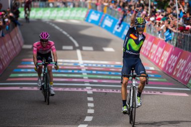 Andalo, İtalya 24 Mayıs 2016; Alejandro Valverde İtalya Turu kariyerindeki ilk etabını kazandı.