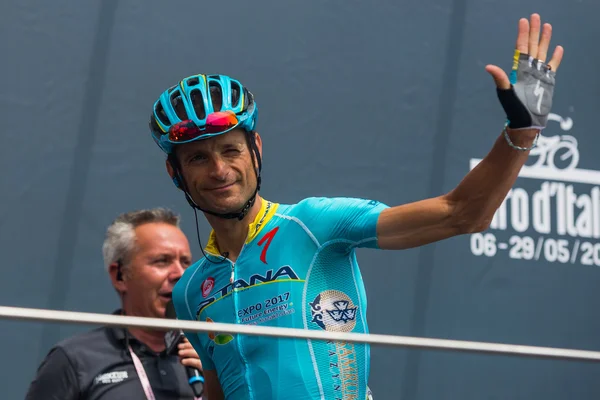 Pinerolo, Italy May 27, 2016; Michele Scarponi, Astana Team, to the podium signatures before the start of  the Stage
