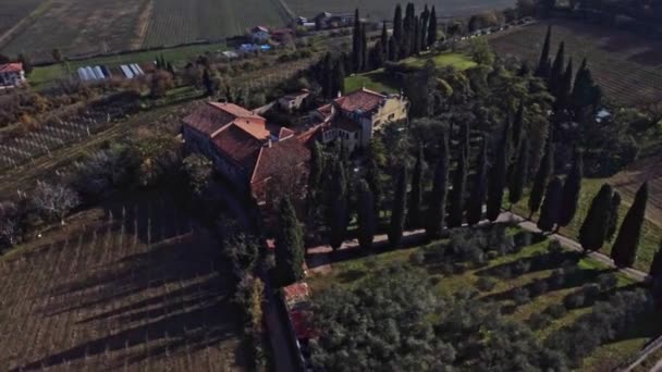 Antike Venezianische Villen Herbstlichen Farben Wald Versunken — Stockvideo