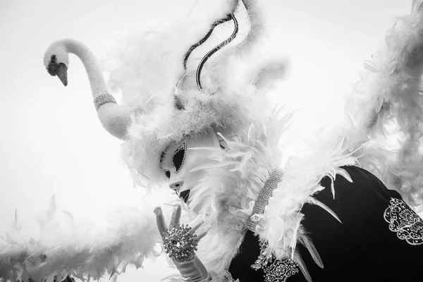 Venecia, Italia - 13 de febrero de 2015: Una maravillosa máscara participante de las celebraciones anuales del carnaval Fotos De Stock Sin Royalties Gratis