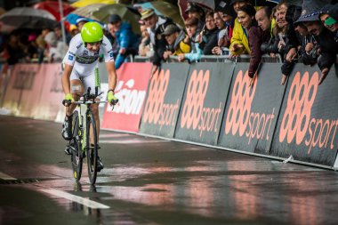 Valdobbiadene, İtalya 23 Mayıs 2015; Davide Formolo İtalya Turu 2015 bir aşamasında.