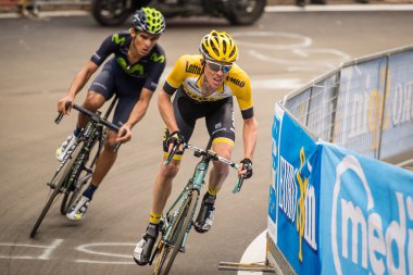 Madonna di Campiglio, İtalya 24 maggio 2015; Stege İtalya 2015 yılında tur sırasında profesyonel bisikletçiler grup