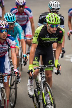 Madonna di Campiglio, İtalya 24 maggio 2015; Stege İtalya 2015 yılında tur sırasında profesyonel bisikletçiler grup