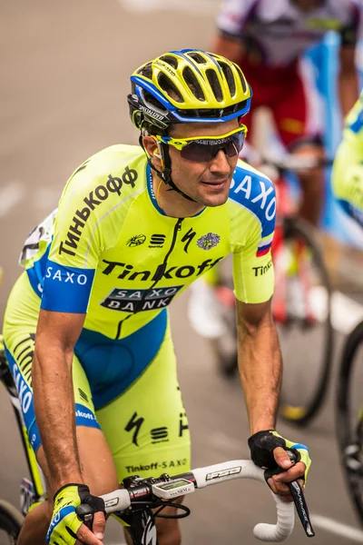 Madonna di Campiglio, Italia 24 maggio 2015 ; Ivan Basso lors d'un stege du Tour d'Italie 2015 — Photo