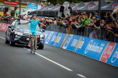 Aprica, Italia 26 maggio 2015; Mikel Landa on the arrival of a stage of the Tour of Italy 2015.