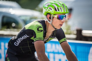 Cervinia, İtalya 29 Mayıs 2015; Davide Formolo gelmeden son tırmanış ele almaktadır.