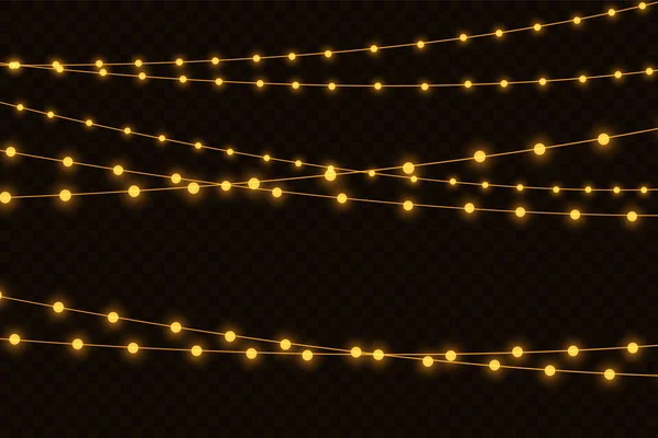 Guirlande Vectorielle Lampes Sur Fond Brun Transparent — Image vectorielle