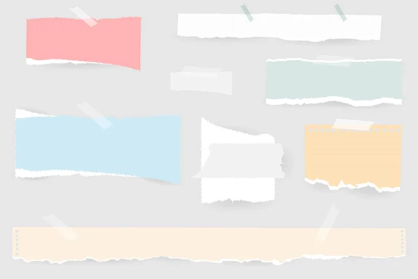 Notes Papier Sur Autocollants Feuilles Déchirées Cahier Feuilles Multicolores Morceaux — Image vectorielle