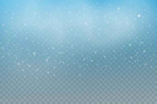 クリスマスの雪が降る 透明な背景に孤立した現実的な落下雪片 さまざまな形や形でベクトル大雪 青い背景にテキストの場所 — ストックベクタ