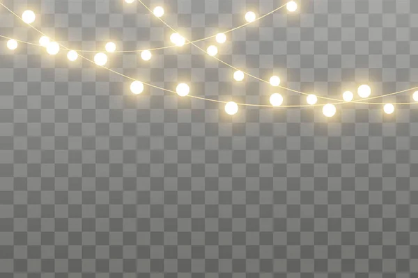 Vector Weihnachtsbeleuchtung Isoliert Auf Einem Transparenten Hintergrund Glühender Weihnachtskranz Weiße — Stockvektor