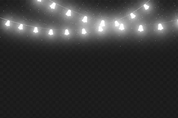 Lumières Noël Vectorielles Isolées Sur Fond Transparent Guirlande Noël Éclatante — Image vectorielle