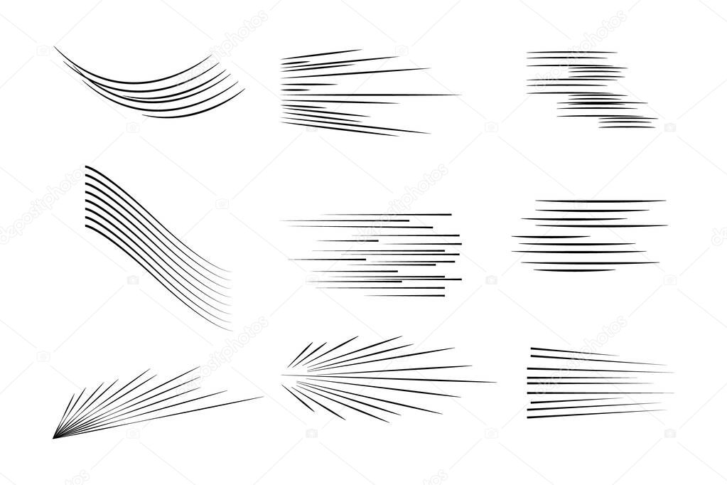 Speed lines isolated. Set of motion signs.