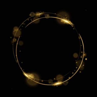 Şeffaf arkaplanda gölgeler olan altın gibi parlak bir çerçeve. Altın lüks, gerçekçi dikdörtgen sınır. İllüstrasyon - Vektör