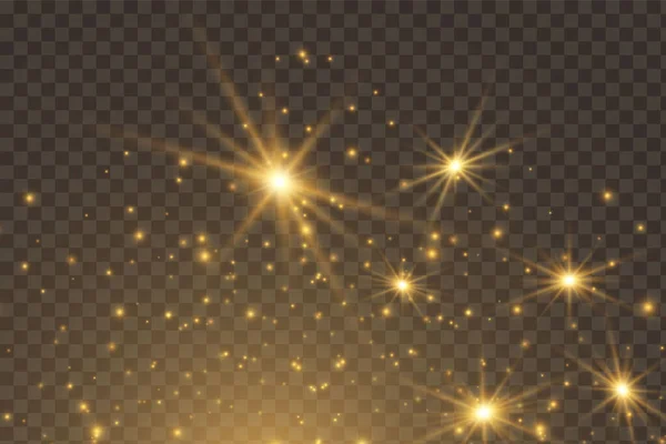 Jaune Étincelles Paillettes Effet Lumière Spécial Vector Scintille Sur Fond — Image vectorielle