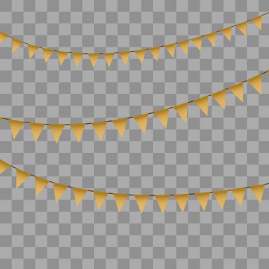 Geçmişi kutluyoruz. Konfetili parti bayrakları. Vektör illüstrasyonu.