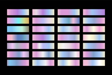 Holografik arkaplan dokusu vektör ikonu deseni. Parlak altın folyo gradyan seti