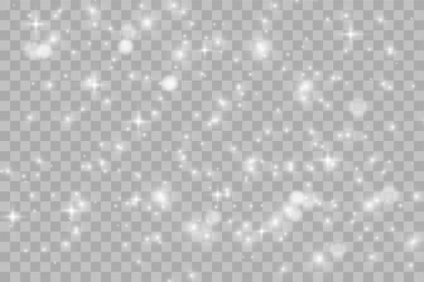 透明背景に分離された白色発光効果 輝くフレア 魔法の輝きダスト粒子 星の輝きでバースト ベクターイラスト — ストックベクタ