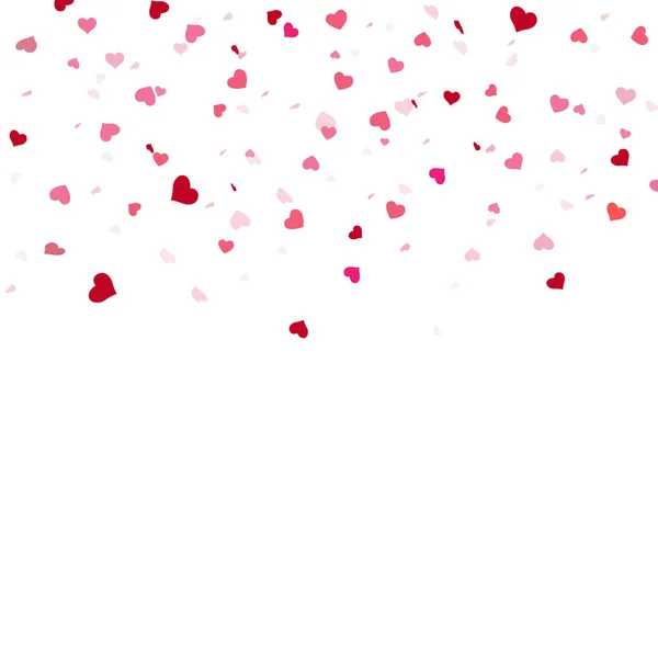 Hartconfetti Valt Geïsoleerd Naar Beneden Valentijnsdag Concept Hartvormen Overlappen Achtergrond — Stockvector
