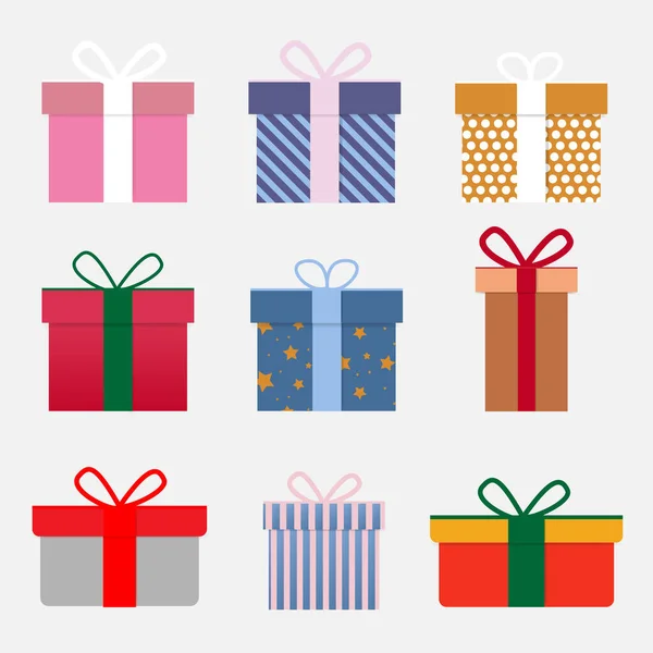 Vector Set Various Gift Boxes Flat Design Stock Illustration