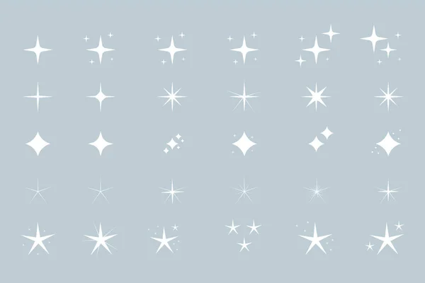 Sparks Stars Icon Set Vector Illustration Signs Designations Lights Vector Graphics