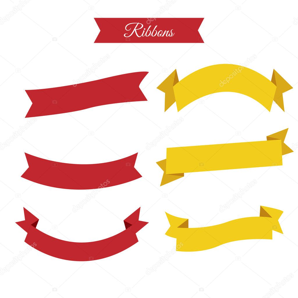 Red and yellow Ribbons, vector illustration