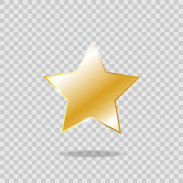 Golden star icon isolated on transparent background