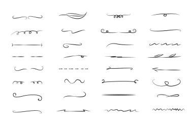 Bir dizi çizgi. El çizimi vektör sınırları. Klasik karalama çizgileri. Çizgi film deseni. Grunge çerçeve takımı.