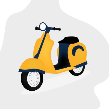 Sarı scooter.Düz stil beyaz arka planda izole edilmiş. Vektör illüstrasyonu.